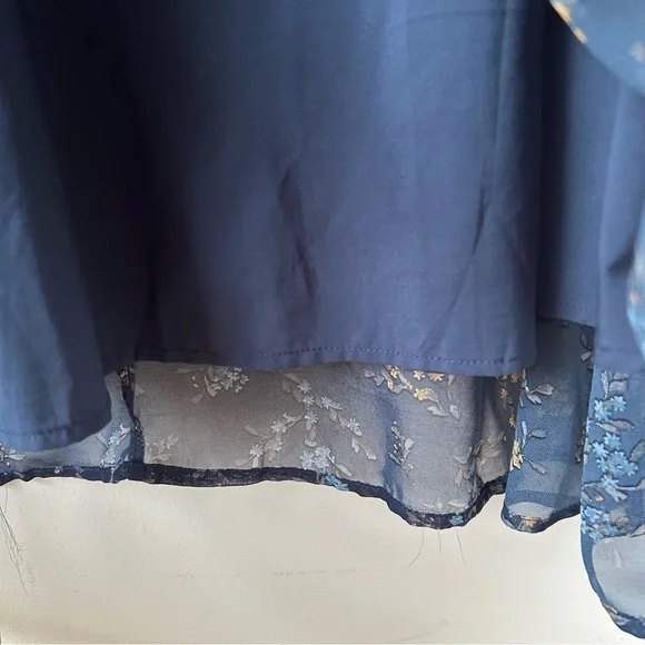 Neesees Dresses The Karlee Orange Creek Modest Maxi Chiffon Navy Floral Dress S - Picture 11 of 12